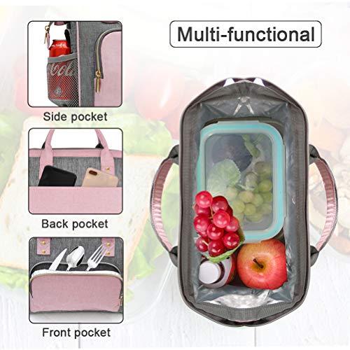 IDEATECH Insulated Lunch Box for Women, Cute & Reusable Cooler Lunch Bag for Work, Office & Picnic, Leak-Proof Tote with Shoulder Strap (Pink) - color: Pink