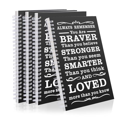 JOHSBYD Spiral Notebook Journal, 4 Pcs Hardcover Spiral Notebooks,College Ruled Hardcover Notebook for Work,A5 Notebooks for Work School Note taking, Lined Journal for Women (4Pcs Always-Black) - color: 4Pcs Always-Black