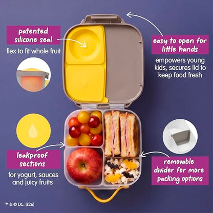 b.box Batman Mini Lunch Box Kids | 4.25 Cup Leak Proof Bento Box for Kids Ages 3+ | 3 Compartment Snack Containers, School Lunch Container, Dishwasher Safe, BPA-Free, PFAS-Free - color: Batman, size: 1-pack