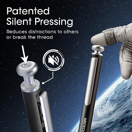 WRITECH Gel Pens Fine Point: Premium Metal Barrel Retractable 0.7mm Black Ink Pen 2ct with 2 Refills No Smear & Bleed Quick Dry Smooth Writing Silent Click Luxury Up-Gel - color: Black & White