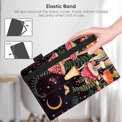 Universal 10 10.1 Inch Android Tablet Case,Slim Folding Stand Cover for All 9"-10.5" Touchscreen Tablet Case with Stylus Pen Holder,Mushroom - color: Mushroom