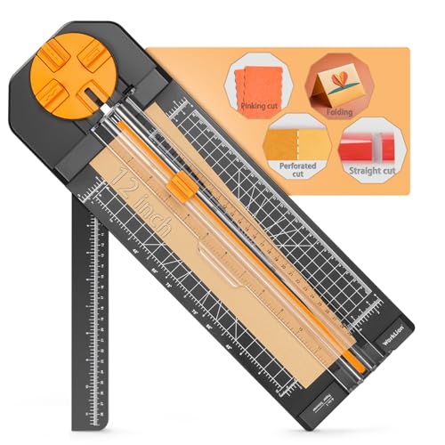 Worklion Scrapbooking Cutting Tool: Paper Cutter 4 in 1 for Craft Edges, Straight,Perforator,Scorer and Wavy on Paper,Cardstock,Ticket,Photo,Coupon,Vinyl,Letter,Postcard,12 inch Cutting Length,Black - color: Black