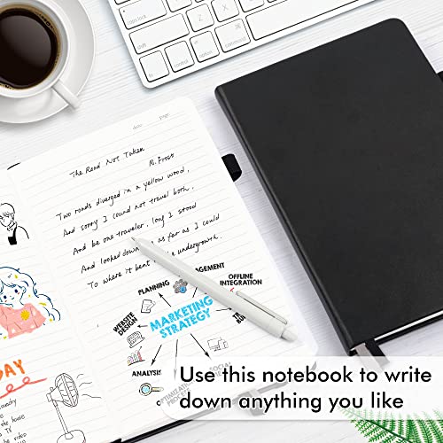 24 Pack Journal Notebook for Work, Feela Business Notebook Bulk Hardcover Lined Writing Journal with Pen Holder for Men Women Note Taking, with 24 Black Pens, 120 GSM, 5.1”x8.3”, A5, Black - color: 24 Pack black