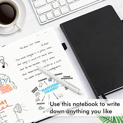 24 Pack Journal Notebook for Work, Feela Business Notebook Bulk Hardcover Lined Writing Journal with Pen Holder for Men Women Note Taking, with 24 Black Pens, 120 GSM, 5.1”x8.3”, A5, Black - color: 24 Pack black