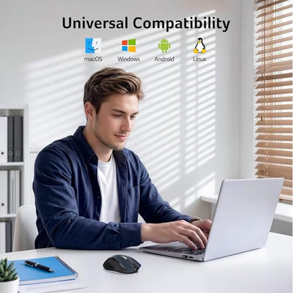 Acer Wireless Mouse for Laptop, 2.4GHz Computer Mouse 5 Adjustable 4000 DPI | Office Cordless USB Mice with USBA Receiver, 6 Buttons, Medium to Large Sized Hands Compatible with PC, Laptop, Desktop