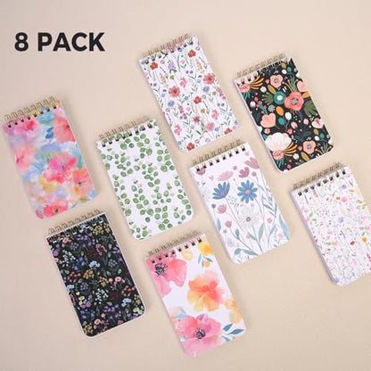 SKYDUE Small Notebooks, 3x5 Pocket Notepads with Aesthetic Covers, Mini Spiral Notebook with Lined Pages for Work Nursing School Essentials, Set Of 8 - color: Flowers