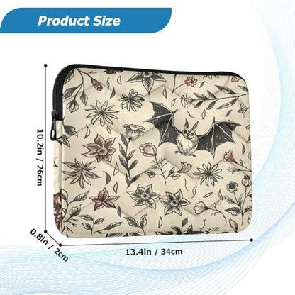 Cute 13 Inch Goth Bat Flowers Laptop Sleeve - Waterproof Computer Cover Bag for Women & Men - color: Goth Bat Flowers 01