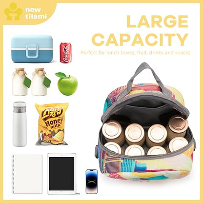 NEW TILAMI Kids Lunch Bag Double Insulated for tilami Rolling Backpack Girls Boys forTravel School Picnic, City Pastel - color: City Pastel