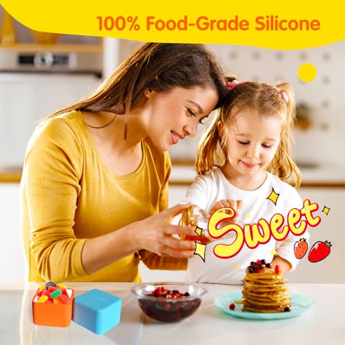 IELEK Silicone Bento Lunch Box Dividers Reusable Bento Box Containers Bundle Accessories- Non-Toxic, BPA Free, Dishwasher Safe - color: Rectangle(Blue+Green)+Square(Purple+Yellow+Red+Orange)