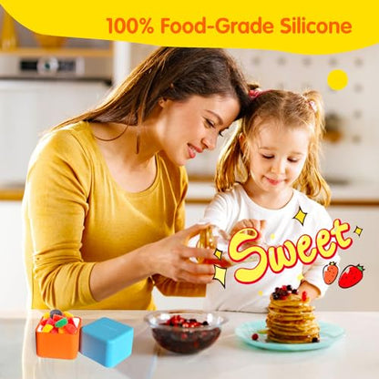 IELEK Silicone Bento Lunch Box Dividers Reusable Bento Box Containers Bundle Accessories- Non-Toxic, BPA Free, Dishwasher Safe - color: Rectangle(Blue+Green)+Square(Purple+Yellow+Red+Orange)