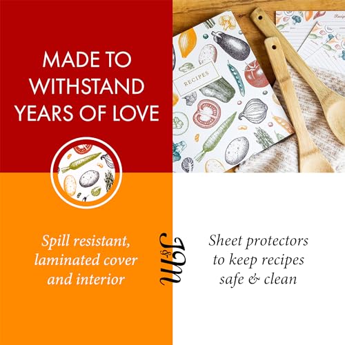 Jot & Mark 8.5"" x 11"" Sturdy 3 Ring Recipe Binder with Spill-Proof Clear | 50 Recipe Cards + 25 Sleeve Protectors + 5 Full-Page Sleeves + 6 Tabs | 8.5x11 | Autumn Harvest - color: Autumn Harvest, size: 8.5" x 11"