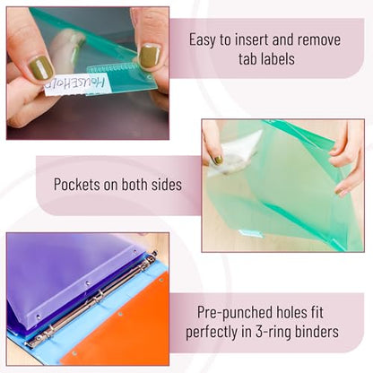 Mr. Pen- Binder Dividers with Pockets and Tabs, 8 Pack | Pocket Dividers for 3 Ring Binder with Tabs, Binder Dividers with Pockets, Dividers with Pockets, Binder Divider - color: Pastel, size: 8 Pack