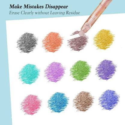 12PCS Cute Glitter Erasable Gel Pens, Multicolor Fine Point 0.7mm, Retractable, for Journaling, Drawing, Note Taking - color: Multicolor