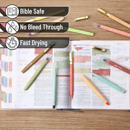Mr. Pen- Bible Highlighters and Pens No Bleed with Case, 19 Pack | Colorful Ink Pens with 6x Refills for Highlighting, Bullet Journaling, Note-Taking, Summarizing, Bible Study, Planning