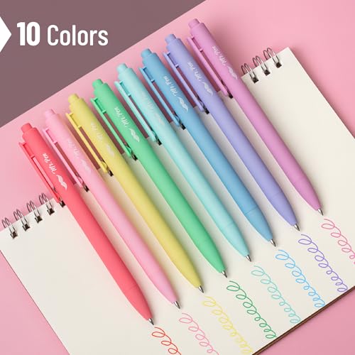 Mr. Pen- Retractable Gel Pens, 10 Pack, Colorful Ink, Fine Point 0.7mm | Fast Dry, Smooth Writing, Cute Pens for Drawing, Writing Planner and School Supplies