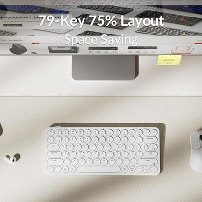 Keychron B3 Pro 75% Ultra-Slim Wireless Keyboard, 2.4GHz, Bluetooth 5.2 / Wired USB Connection, Portable Silent White Bluetooth Keyboard for Mac Windows Linux Tablet Phone - color: White