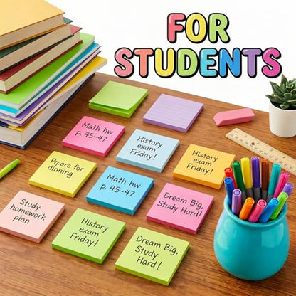 (16 Pack) Sticky Notes 3x3, Self-Stick Pads Bright Colors Sticky Note, Recyclable, Easy to Stick for Home, Office, Notebook