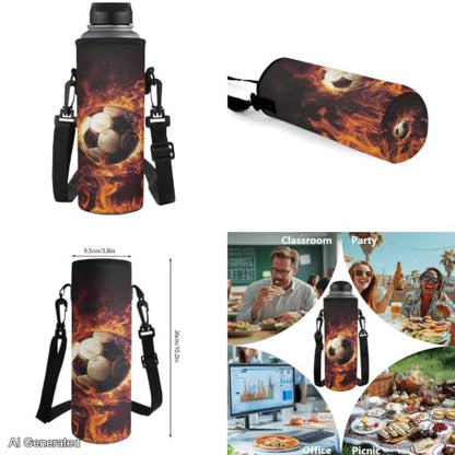 Soccer Backpack for Boys Girls Backpack with Lunch Box Water Bottle Pouch and Cute Pencil Case 4PCS Set Bookbag with Front Pocket for School 17 in Large Elementary Middle High School Bag - color: Flaming Soccer