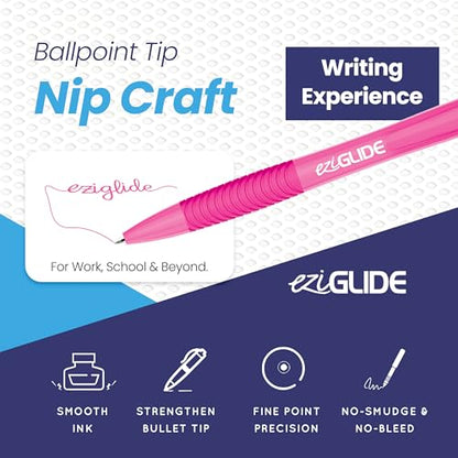 Retractable Ballpoint Pens, Pack of 5 Pens Ink, Smooth Writing Ballpoint Pens for Writing, Note-Taking & Everyday Use, Great for Office, School & Home (Pink) - color: Pink