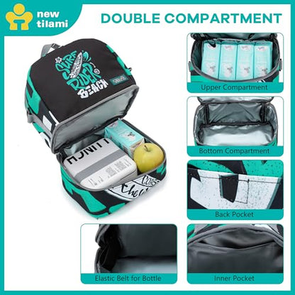 NEW TILAMI Kids Lunch Bag Double Insulated for tilami Rolling Backpack Girls Boys forTravel School Picnic, Vibrant Teal - color: Vibrant Teal