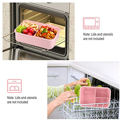 Bento Box for Adult, 1200 ML Lunch Containers for Adults, LeakProof Lunch Box with Utensils, BPA Free, 3 Compartment Bento Box Microwave Safe, Pink - color: Pink