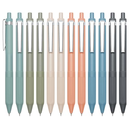 Linbsunne Gel Pens Black Ink Pens for Office 0.5mm Fine Point Pens Smooth Writing Retractable Work Pen (Metal clip-12 pcs) - color: Metal clip-12 pcs