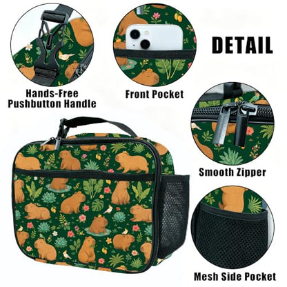 Capybaras Lunch Bag Insulated Reusable Lunch Box Kids Girls Boys Cooler Thermal Tote Bag For Men Women School Work Picnic - color: Capybaras