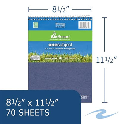 Case of 24 FlipPer Wirebound 1 Subject Notebooks, 8.5"x11.5", 70 sheets 20# BioBase White Paper, Asstd Earthtone covers, College Ruled W/Margin - size: 8.5" x 11.5", style: 1 Case