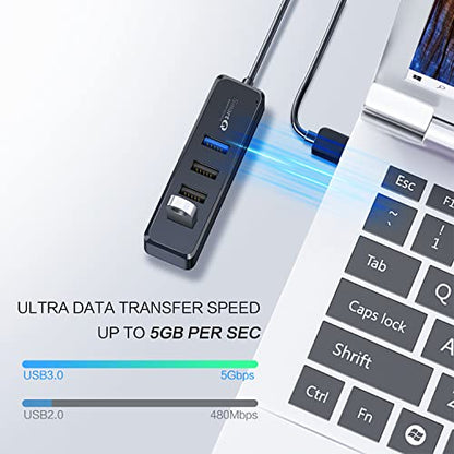 SmartQ 4-Port Hub - 1 USB 3.0 + 3 USB 2.0 Ports for MacBook, Mac Pro, Mac mini, iMac, Surface Pro, XPS, PC, Flash Drive, Mobile HDD, Laptop Extension Cable - size: 2 ft, style: USB A - Lite