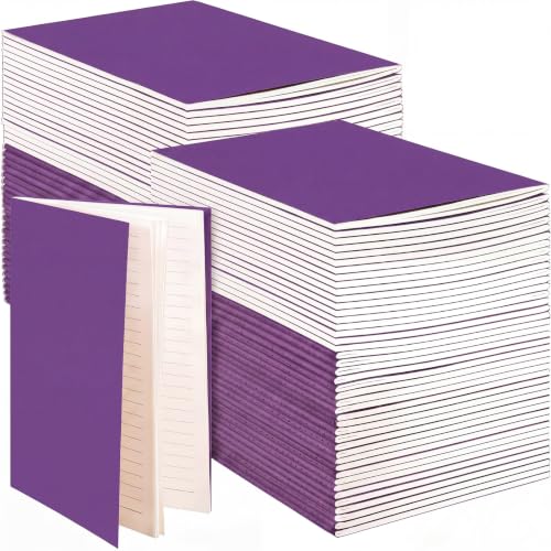 Mimorou 100 Pcs Journals Notebooks Bulk - Kraft Softcover A5 Small Notebooks 5.5 Inch x 8.3 Inch Notepads with 60 Page 30 Sheet for Writing Sketch Travel Office Supplies(Purple,Lined) - color: Purple, style: Lined