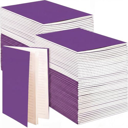 Mimorou 100 Pcs Journals Notebooks Bulk - Kraft Softcover A5 Small Notebooks 5.5 Inch x 8.3 Inch Notepads with 60 Page 30 Sheet for Writing Sketch Travel Office Supplies(Purple,Lined) - color: Purple, style: Lined