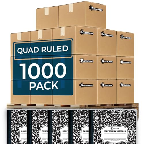 Rosmonde 1000 Pack Bulk Graph Paper Composition Notebooks, Quad Ruled Bulk | Composition Notebooks Bulk, Graph Ruled, 100 Sheets (200 Pages), Bulk Notebooks for School & College, 4-7 Days Transit - size: 1000 Pack | Express Pallet, style: Quad Ruled - Bla