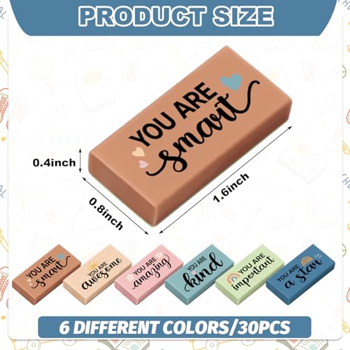 FYSUIMU 180Pcs Boho Inspirational Eraser Back to School Bulk Colorful Motivational Phrase Erasers for Classroom Stationery Supplies