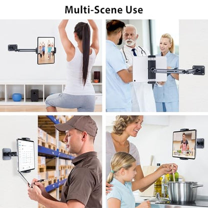 CreaDream Wall Mount for iPad, Aluminium Adjustable & Extendable Holder Arm, Fits 4.7-13" Tablets, Phones, Kindle Fire HD, Galaxy Tab, Samsung Galaxy - size: Long-Two Arm for Wall