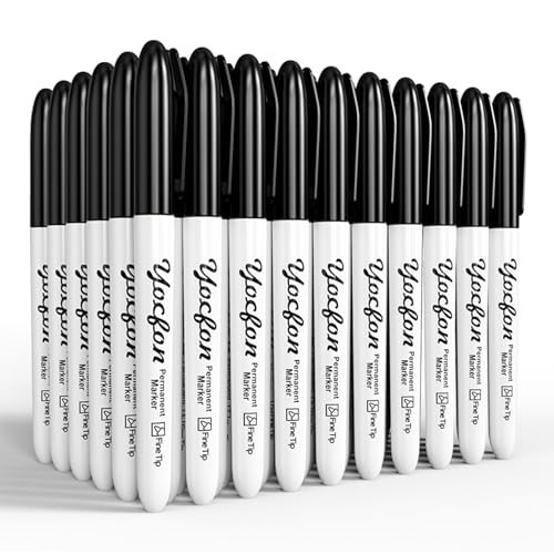 Permanent Markers, 72 Count Black Permanent Markers Set, Fine Tip, Waterproof Markers, Works On Plastic, Wood, Stone And Metal For Doodling, Marking