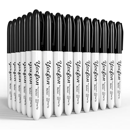 Permanent Markers, 72 Count Black Permanent Markers Set, Fine Tip, Waterproof Markers, Works On Plastic, Wood, Stone And Metal For Doodling, Marking