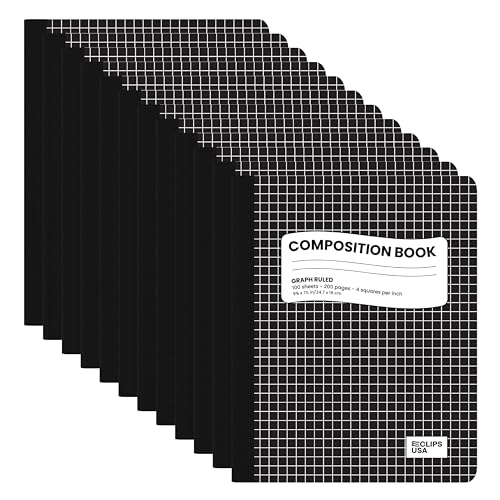 Composition Notebooks, Quad Ruled, Graph Paper Composition Notebook, Graph Composition Notebook, 100 sheets, 9.75″ x 7.50″ (12 Pack) - style: 12 Pack