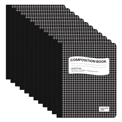 Composition Notebooks, Quad Ruled, Graph Paper Composition Notebook, Graph Composition Notebook, 100 sheets, 9.75″ x 7.50″ (12 Pack) - style: 12 Pack