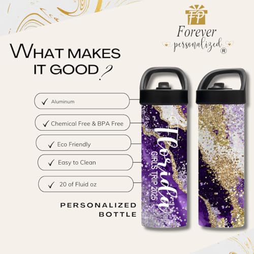 Custom Leakproof Water Bottle 20oz| Gym Tumblers| Running Cup| Adult Tumbler| Marble Sport Bottle (Purple) - color: Purple
