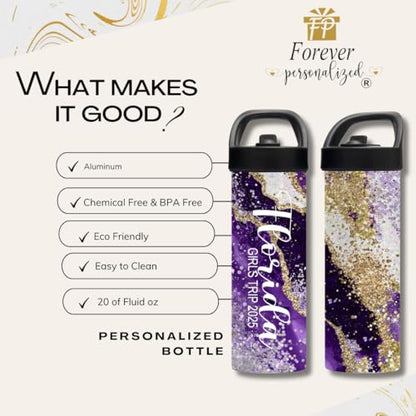 Custom Leakproof Water Bottle 20oz| Gym Tumblers| Running Cup| Adult Tumbler| Marble Sport Bottle (Purple) - color: Purple