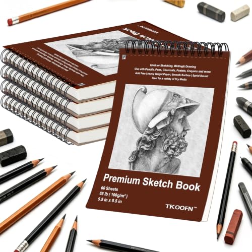 5 Pack Small Sketch Book, 5.5x8.5 Inch Top Spiral Sketchbook 60 Sheets Each(68lb/100gsm), Acid-Free Drawing Paper Pad Sketch Pads for Drawing for Adults Kids - color: 5 Pack, size: 5.5" x 8.5"