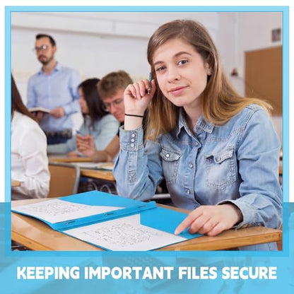Teling 24pcs Heavy Duty Plastic Folders with Front Clear Pocket, 3 Prongs and 2 Pockets, Fit Letter-Size Paper Folders with Card Slot, for School Office Supplies Back to School Gifts (Sky Blue) - color: Sky Blue