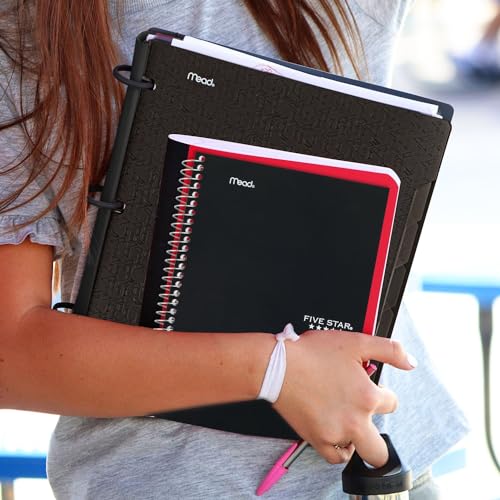 Five Star Spiral Notebook, 2 Subject, College Ruled Paper, 6" x 9-1/2", 80 Sheets, Fights Ink Bleed, Water Resistant Cover, Black (840029AA2-ECM), (Pack of 12) - color: Black, size: Pack of 12