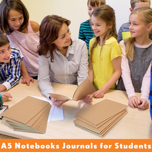Mimorou 100 Pcs Journals Notebooks Bulk - Kraft Softcover A5 Small Notebooks 5.5 Inch x 8.3 Inch Notepads with 60 Page 30 Sheet for Writing Sketch Travel Office Supplies(Brown,Grid) - color: Brown, style: Grid