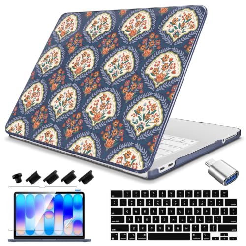 Teryeefi Case for MacBook Neo 13 Inch 2026 (Model A3404) Printing Hard Shell Cover with Screen Protector &Keyboard Cover & USB-C Adapters - Stylish Floral Pattern with Paisley - color: Stylish Floral Pattern with Paisley