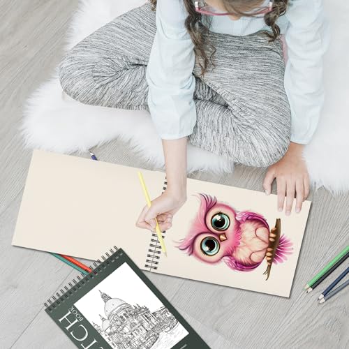 OSIMIG 10 Pack 5.5" x 8.5" Sketch Books, 300 Sheet Drawing Paper, Mini Sketchbook for Kids, Drawing Pad, Top Spiral Bound Sketch Pad for Beginger, Adult Art Supplies - size: 10 Pack
