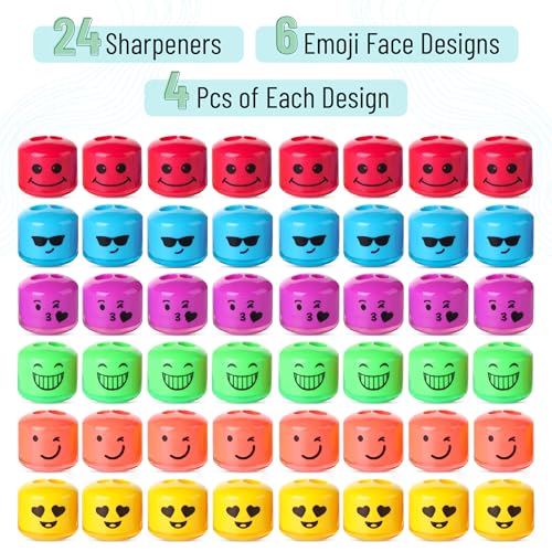 Mr. Pen- Pencil Sharpeners Manual, 48 Pack, Dual Hole, Smiley | Bulk Handheld Pencil Sharpener, Compatible with Standard and Jumbo Pencils, Snap-on Lid, Stainless Steel Blade - size: 48 Pack