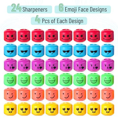 Mr. Pen- Pencil Sharpeners Manual, 48 Pack, Dual Hole, Smiley | Bulk Handheld Pencil Sharpener, Compatible with Standard and Jumbo Pencils, Snap-on Lid, Stainless Steel Blade - size: 48 Pack