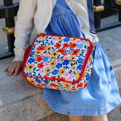Yumbox Kids Insulated Lunch Bag, Holds Lunch Box & Bottle, Poppy Flowers | Holds Lunch Box & Water Bottle | 3 Ways to Carry | Interior Zipper Pocket | Insulated EVA Lining | Wipe-Clean Fabric - color: Poppy Red