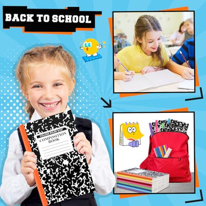 Fainne 100 Pack A5 Composition Notebooks Bulk College Ruled Composition Notebooks Marble Covers Notebook for Student Classroom Office Supplies 30 Sheet/60 Page(Multicolor Spine) - color: Multicolor Spine